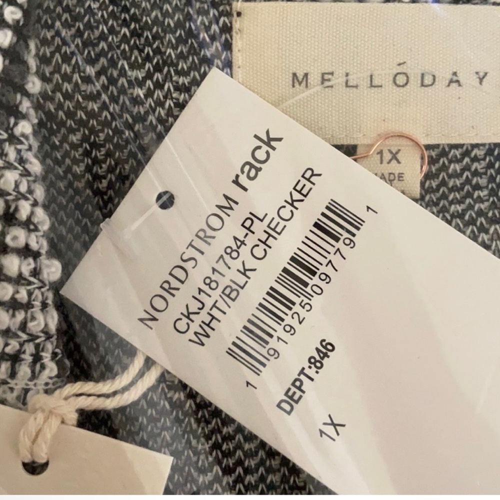 MELLODAY Oversized Plaid Topper White/Black Checker Jacket Blazer - Picture 6 of 10